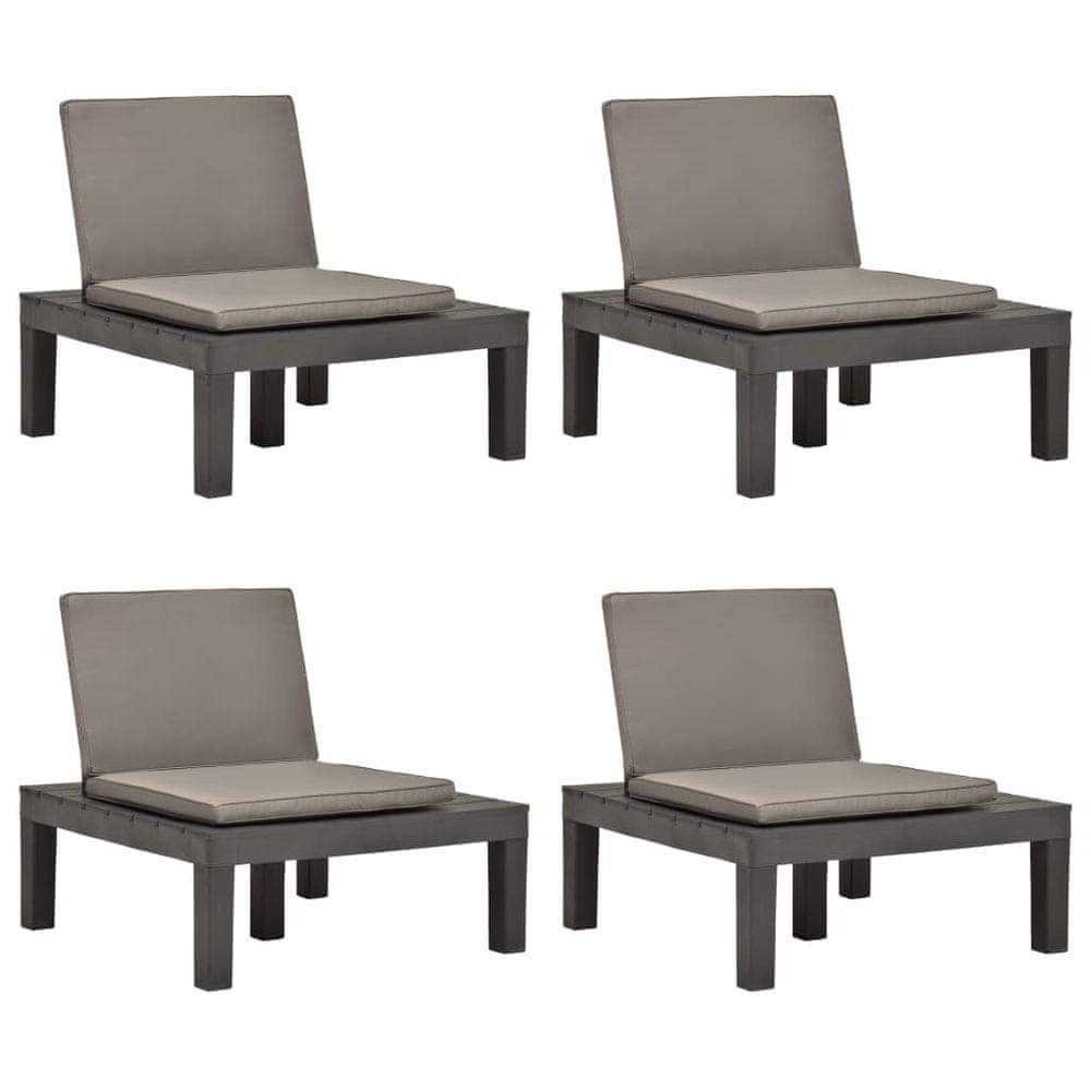 Petromila vidaXL Záhradné stoličky s podložkami 4 ks plast antracitové 
